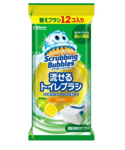 Johnson Scrubbing Bubbles Flushable Toilet Brush Lemon Scent Disposable Refillable 12 pcs（莊臣馬桶清潔刷替換棉頭 柠檬味）