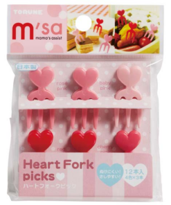 Torune Bento Lunch Accessories Food Picks Pink Red Heart Shape ( 便當水果叉 三叉款 12支 粉紅愛心)
